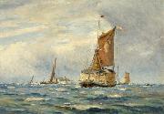 William Lionel Wyllie A Breezy Day on the Medway, Kent oil